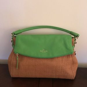 Kate Spade straw + leather shoulder or crossbody